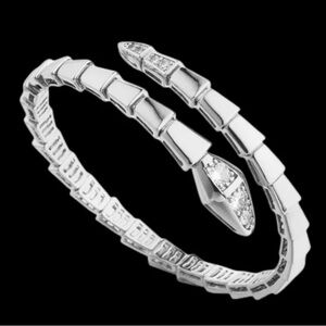New Silver and CZ Serpenti Viper Bangle Bracelet